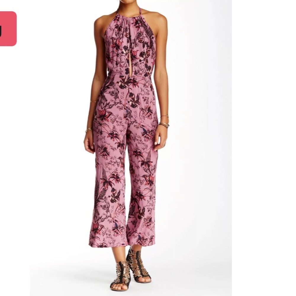 Free People twisted halter floral crop jumpsuit. NWT